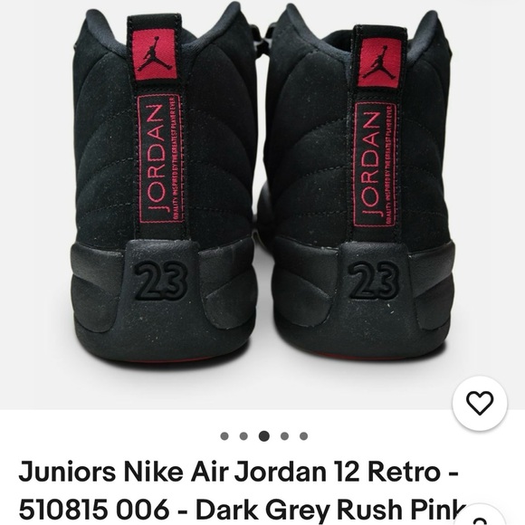 🧠🧠🧠Nike Jordan 12 Black Rush Pink - Picture 3 of 7